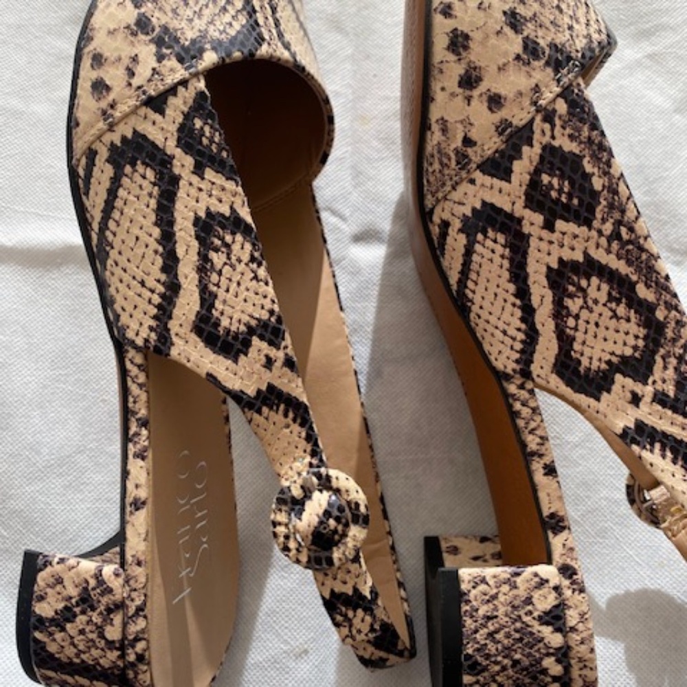 Super cute - Pristine - Franco Sarto Leather Embossed Snakeskin Slingbacks - Picture 4 of 10